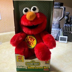 Vintage 1997 Sesame Street Talking “Elmo Loves You”Tyco Plush Doll RARE In Box